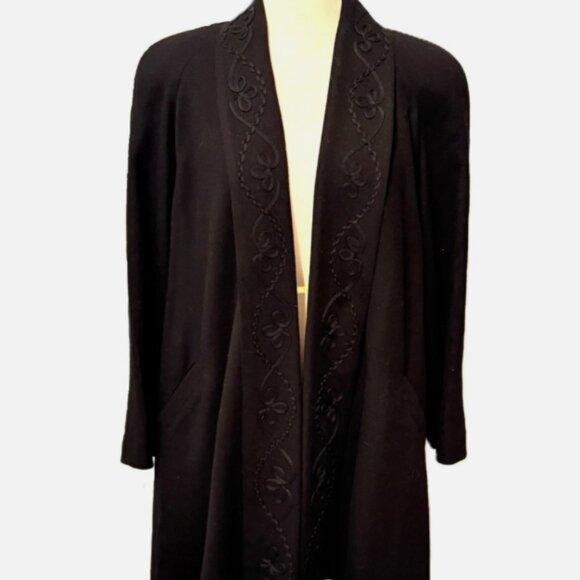 Vintage Alorna Coat Womens Wool Embroidered Open Front USA 60’s - Picture 1 of 7
